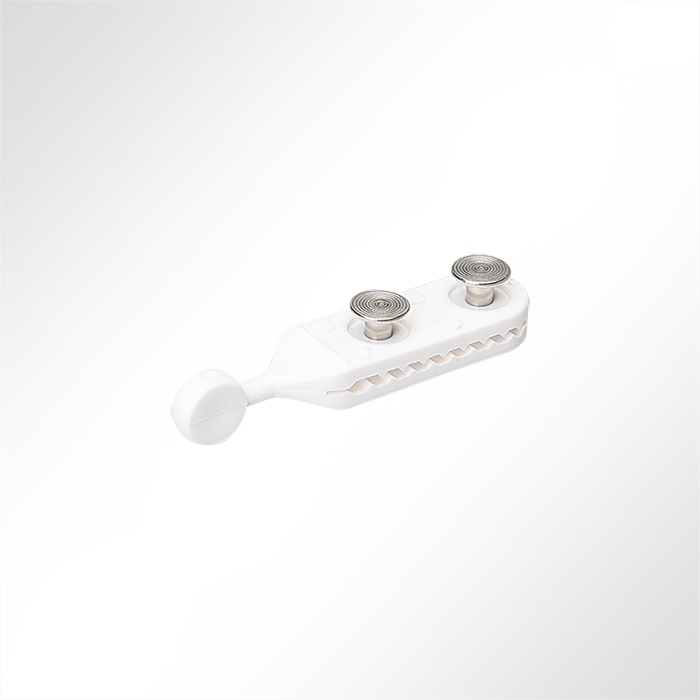 Kederhaken Schienengleiter Kunststoff weiß mit Nieten