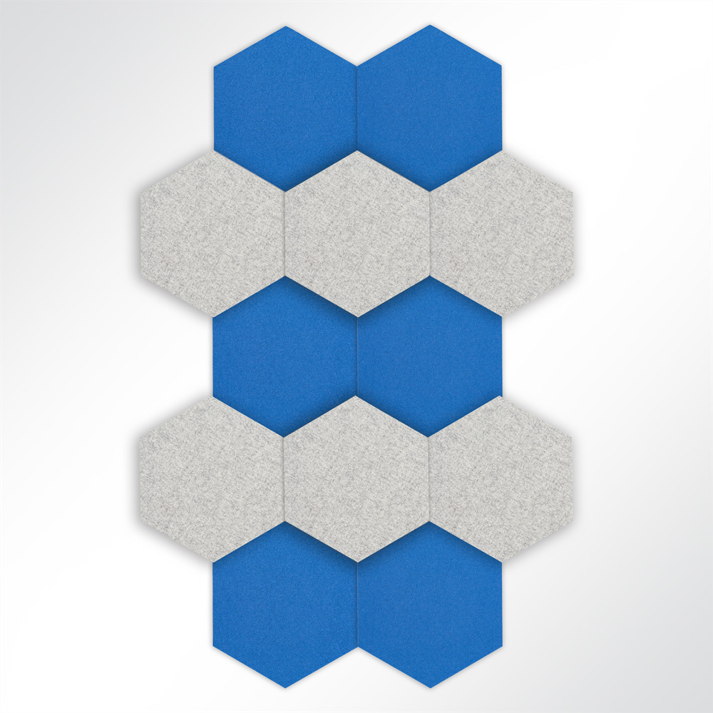Artikelbild QP Schallabsorber Basotect® Hexagon-Set 12-teilig à 290mm Grau, Blau
