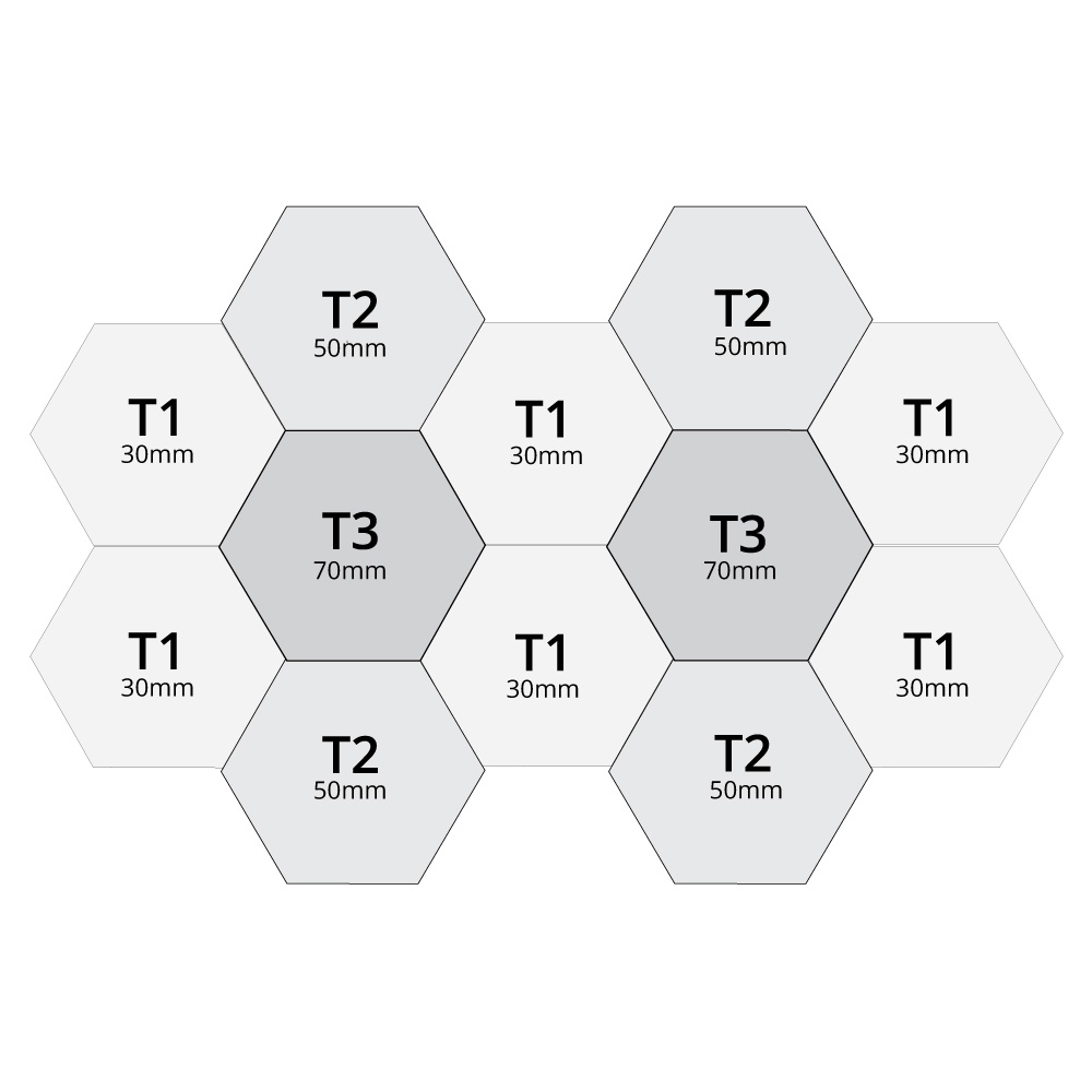 Artikelbild QP Schallabsorber Basotect® Hexagon-Set 12-teilig à 580mm Braun, Rot