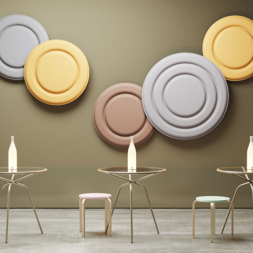 Artikelbild QP Circle Akustikpaneele Akustikplatten Schallabsorber Ø90cm Elfenbein 0532