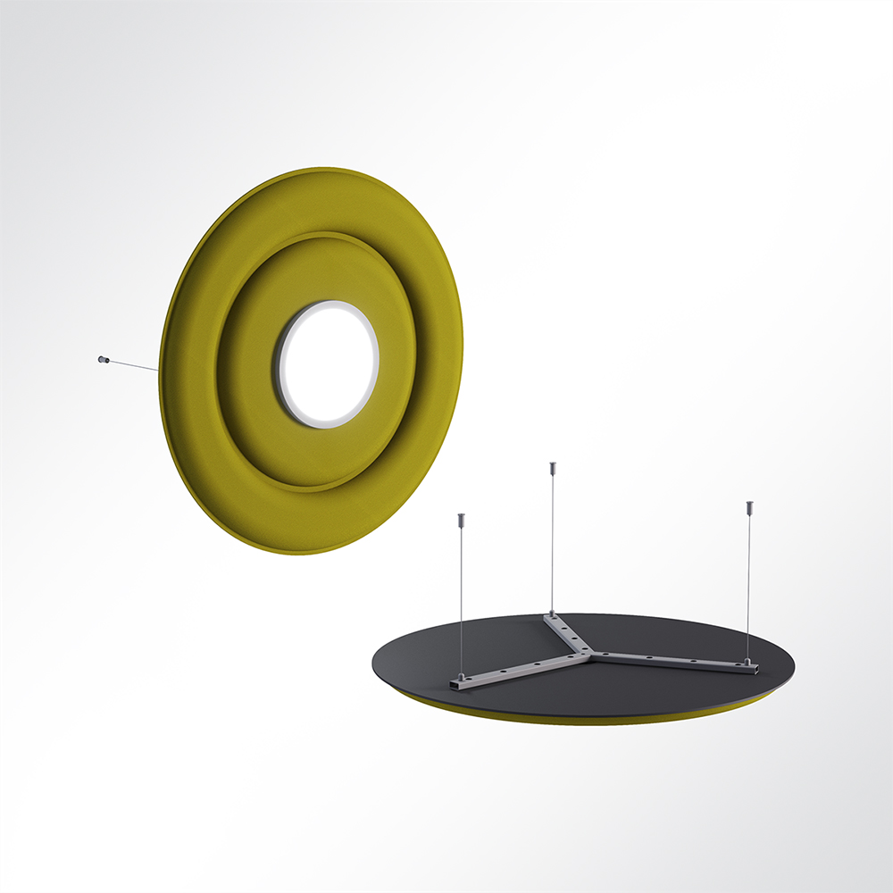 Artikelbild QP Circle Akustikpaneele Ø90cm 4000K 28 Watt LED Spot und Abhängeset Maigrün 0426 28 Watt