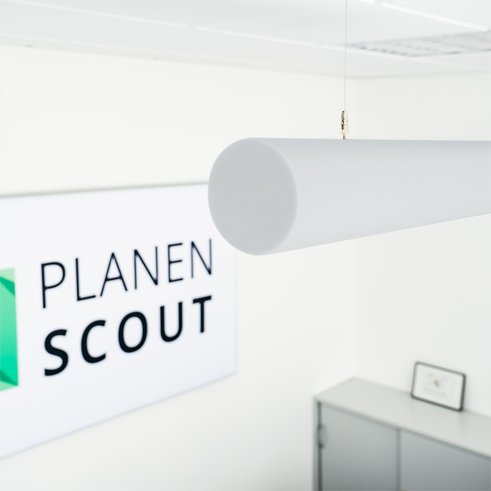 Artikelbild Basotect® Schallabsorber 100x10x10cm hellgrau Zylinder mit Abhängeset Schallschutz Schalldämmung