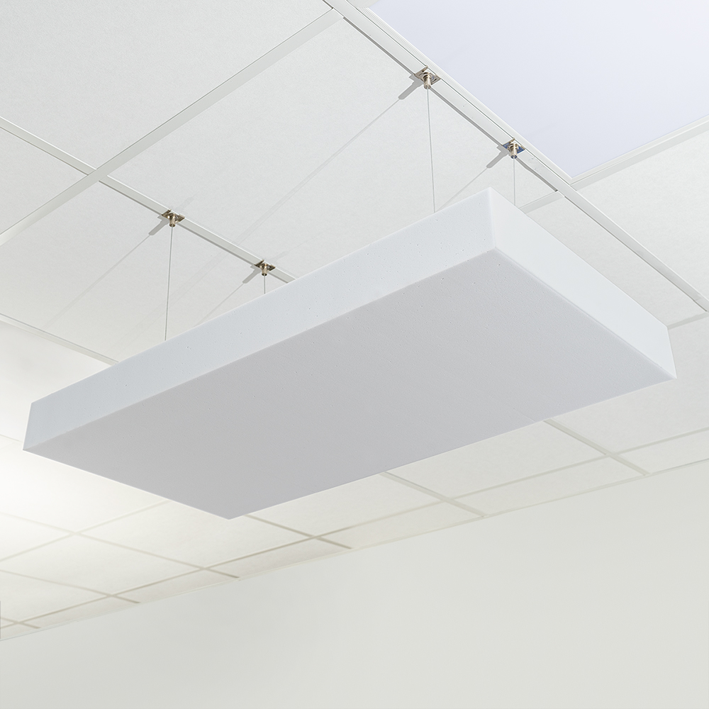 Artikelbild QP Schallabsorber Basotect® Paneel 100x50x10cm mit Abhängeset hellgrau