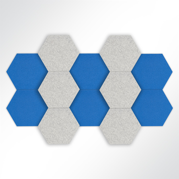 QP Schallabsorber Basotect® Hexagon-Set 12-teilig à 290mm Grau, Blau