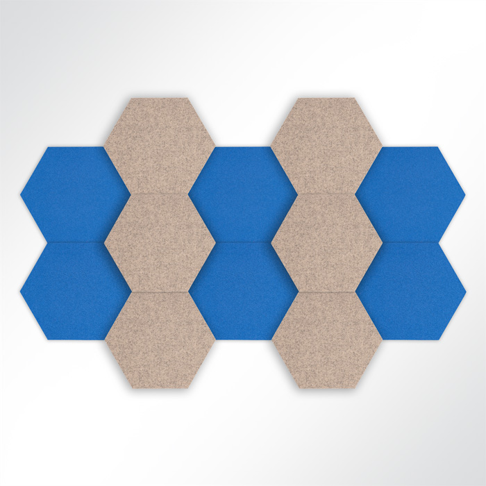 QP Schallabsorber Basotect® Hexagon-Set 12-teilig à 580mm Braun, Blau
