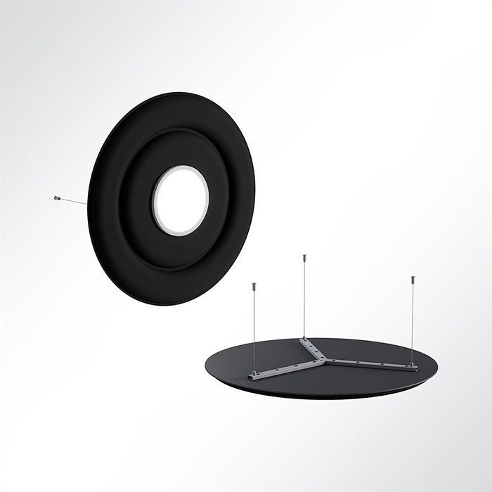 QP Circle Akustikpaneele Ø90cm 4000K 28 Watt LED Spot und Abhängeset Schwarz 0651 28 Watt