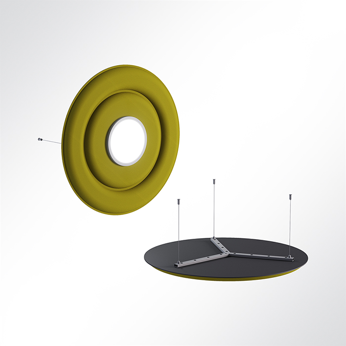 QP Circle Akustikpaneele Ø90cm 4000K 28 Watt LED Spot und Abhängeset Maigrün 0426 28 Watt
