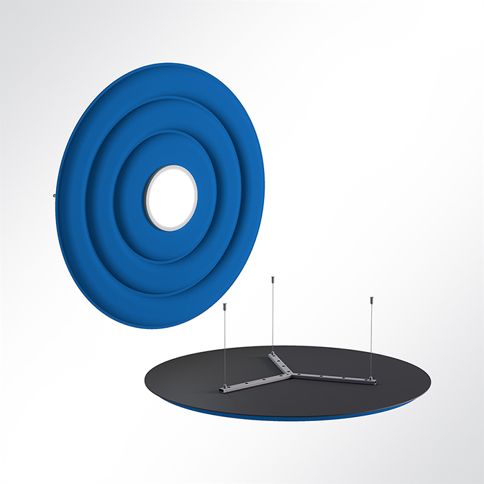 QP Circle Akustikpaneele Ø120cm 4000K 28 Watt LED Spot und Abhängeset Blau 0331 28 Watt