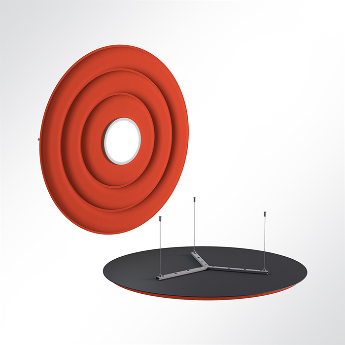 QP Circle Akustikpaneele Ø120cm 4000K 28 Watt LED Spot und Abhängeset Orange 0120 28 Watt