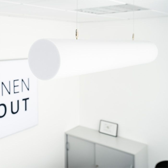 Zylinder aus Basotect® Schaumstoff weiß mit Abhängeset