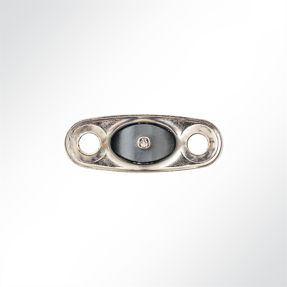 Artikelbild Drehverschluss Messing vernickelt mit Gegenplatte und Ovalöse 32x13x7,5mm