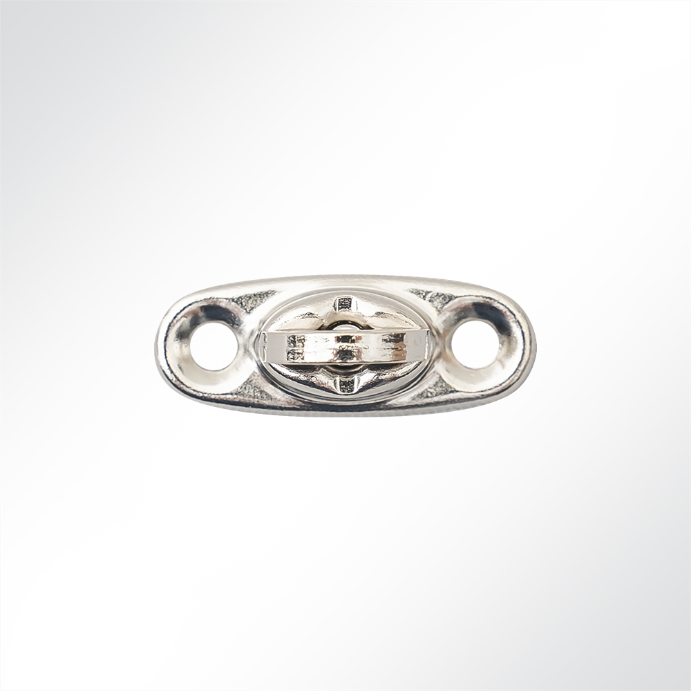 Artikelbild Drehverschluss Messing vernickelt mit Gegenplatte und Ovalöse 32x13x9,5mm
