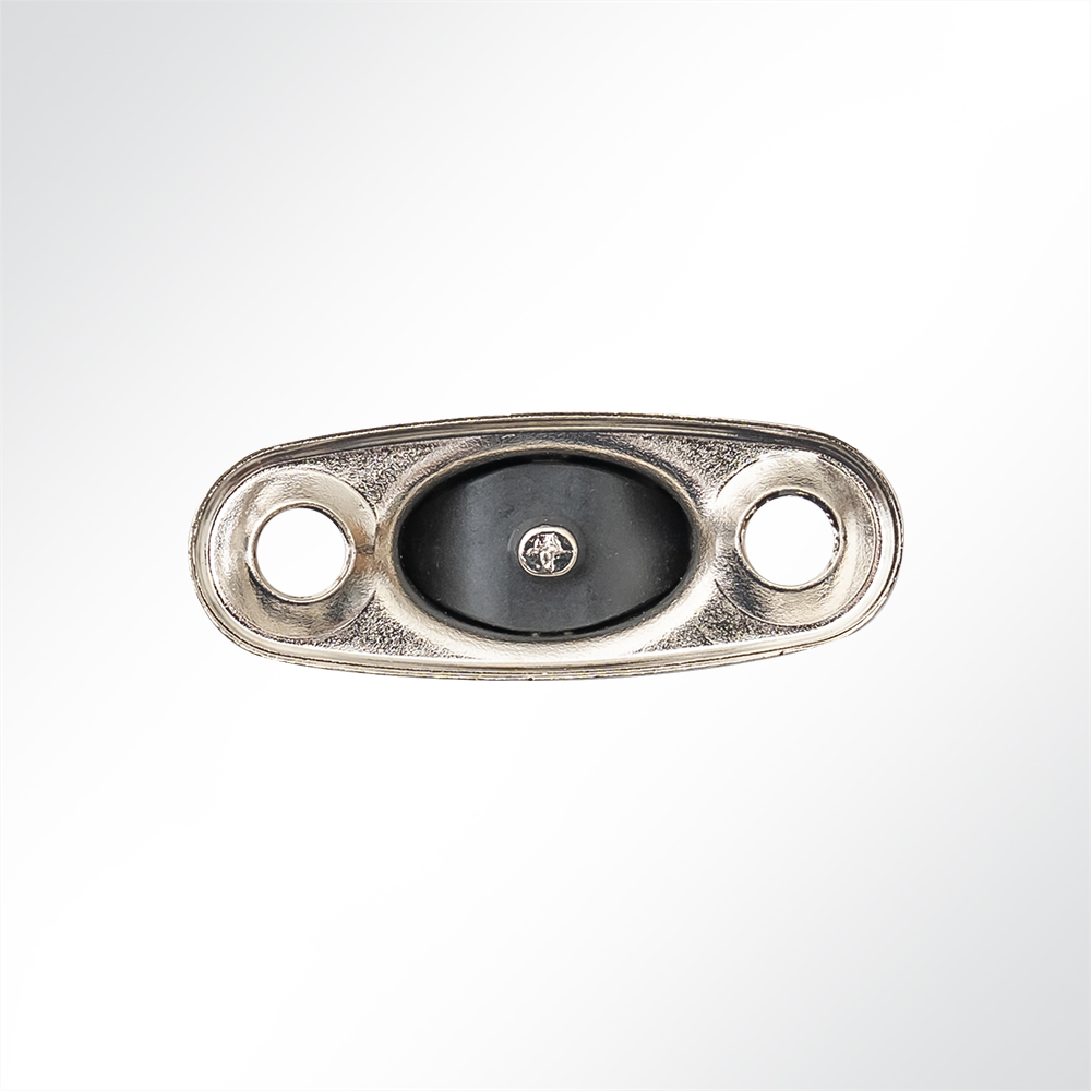 Artikelbild Drehverschluss Messing vernickelt mit Gegenplatte und Ovalöse 32x13x9,5mm