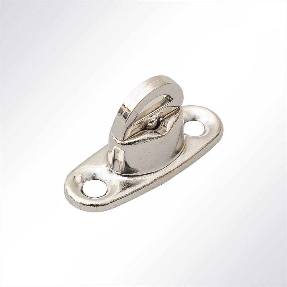 Artikelbild Drehverschluss Messing vernickelt mit Gegenplatte und Ovalöse 32x13x9,5mm