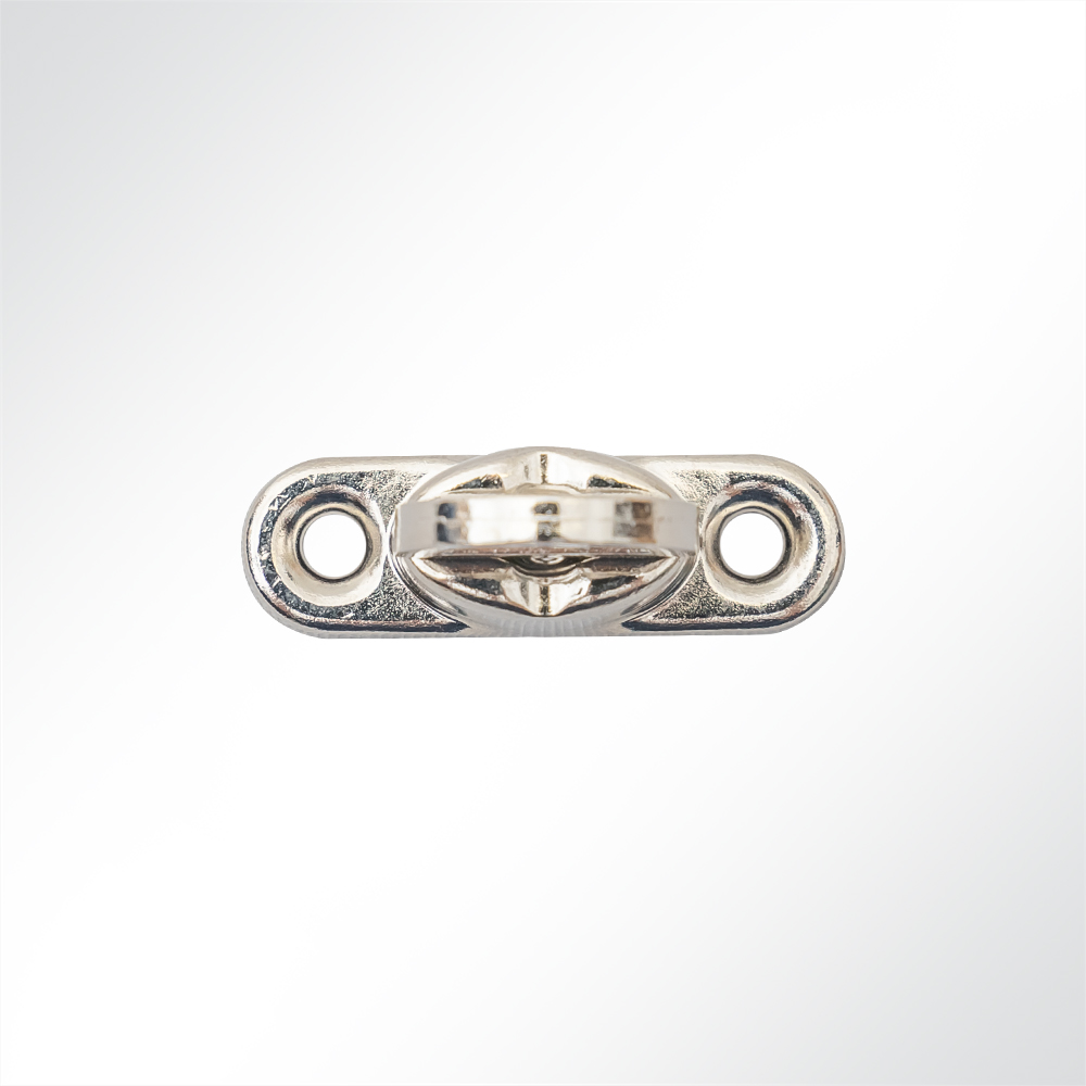 Artikelbild Drehverschluss 40x12x27mm Messing vernickelt mit Gegenplatte und Ovalöse 19,5x12x9mm