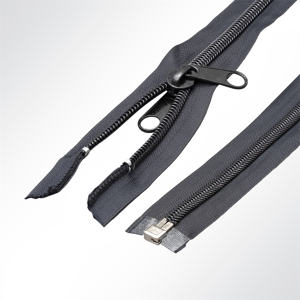 Artikelbild Spiralreißverschluss teilbar zum Nähen Spiralbreite 10mm mit Doppelschieber schwarz L: 100cm