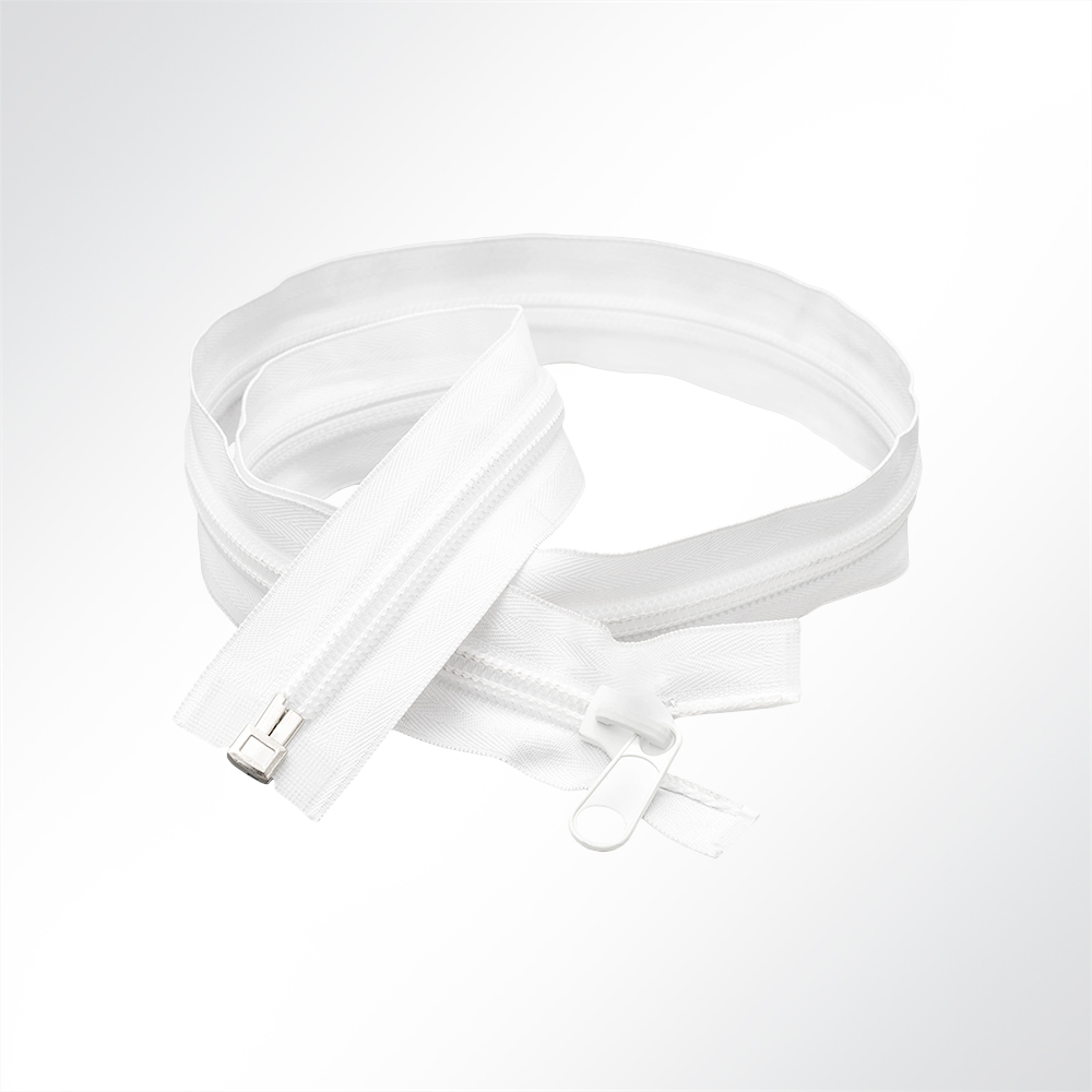 Artikelbild Spiralreißverschluss teilbar zum Nähen Spiralbreite 10mm mit Doppelschieber weiß L: 100cm