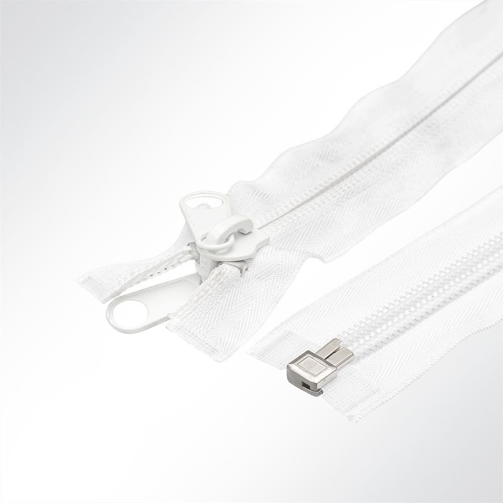 Artikelbild Spiralreißverschluss teilbar zum Nähen Spiralbreite 10mm mit Doppelschieber weiß L: 100cm