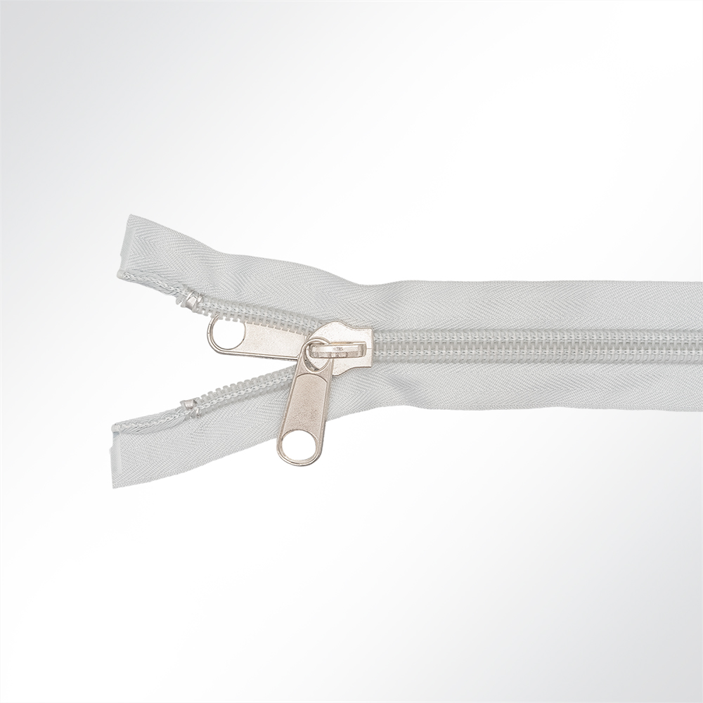 Artikelbild Spiralreißverschluss teilbar zum Nähen Spiralbreite 10mm mit Doppelschieber hellgrau L: 250cm