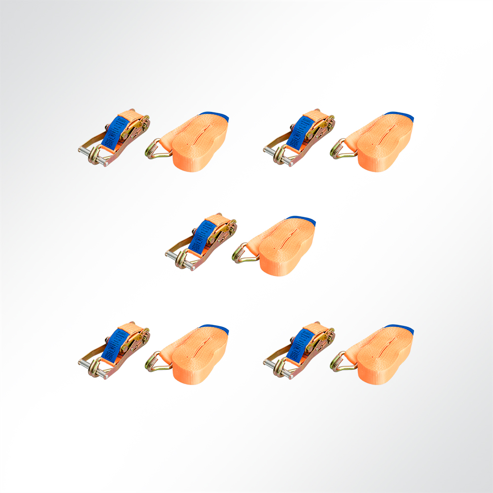 Artikelbild 2tlg. Spanngurt Zurrgurt mit Ratsche 5000kg 5t 8,85m 50mm Doppelhaken orange