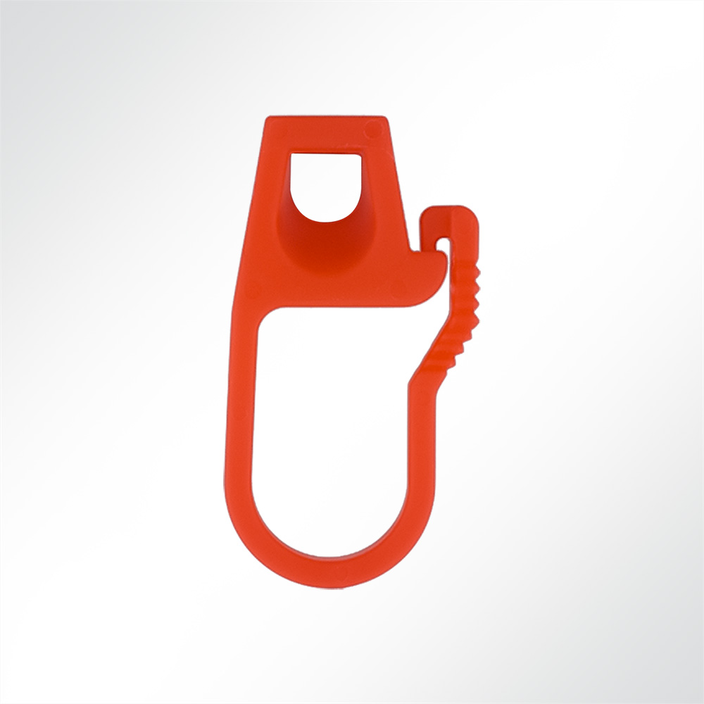 Artikelbild Haken aus Nylon Kunststoff  mit Sicherung für 6mm Seil Rot
