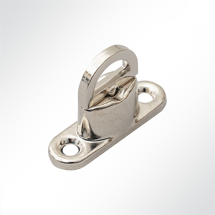 Drehverschluss 40x12x27mm Messing vernickelt mit Gegenplatte und Ovalöse 19,5x12x9mm